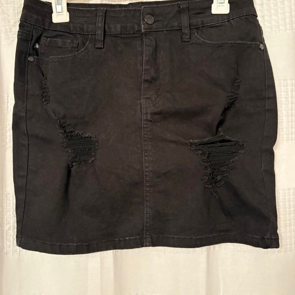Judy Blue black denim mini skirt distressed size M